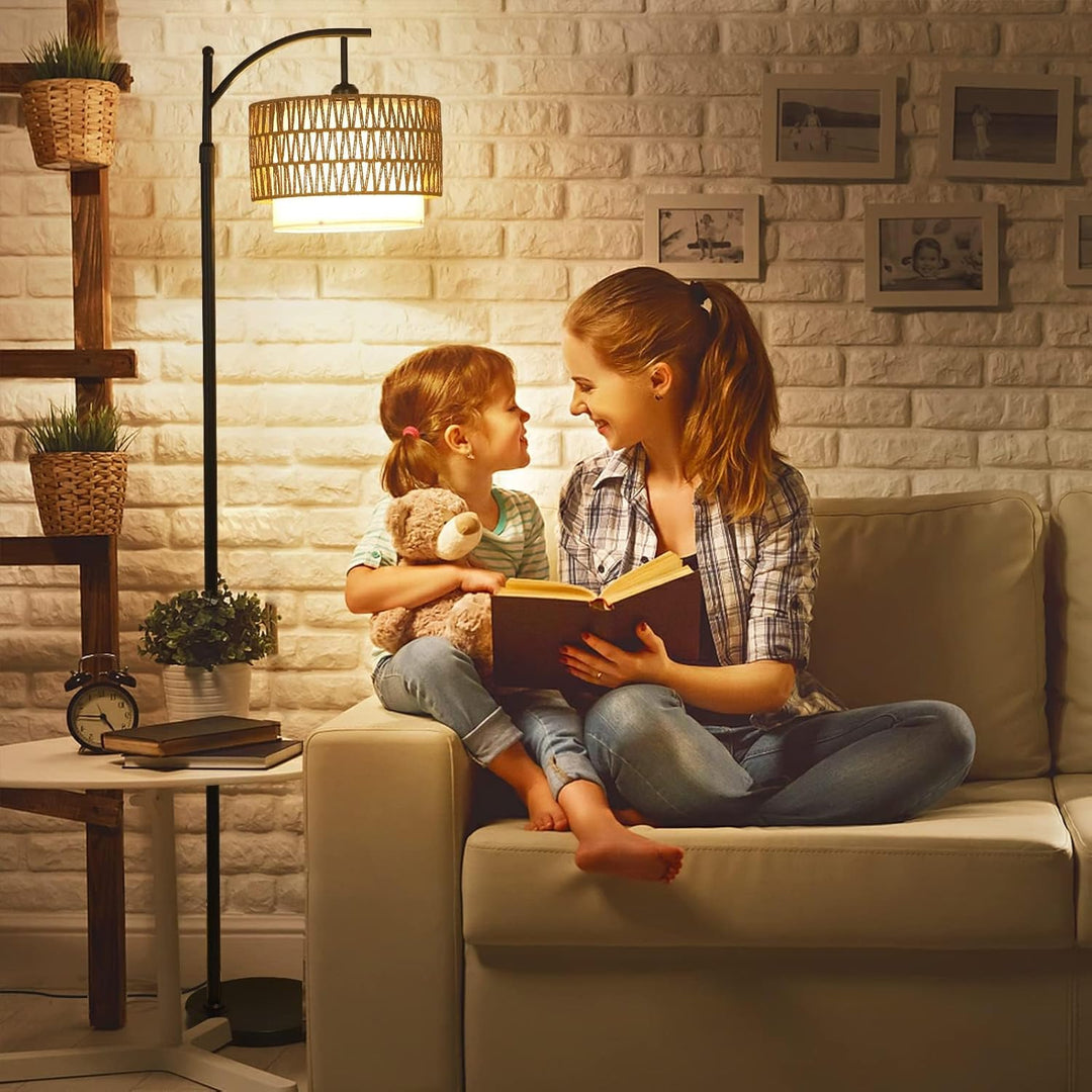 Lisslune | Arc Floor Lamp with Remote Control & Dual Shades – Norvella