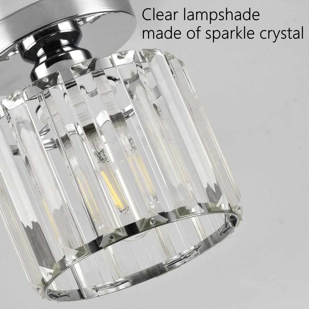 Lisslune | Modern 1-Light Flush Mount Ceiling Light | Black Brass Fixture with Crystal Shade for Hallway & Living Room
