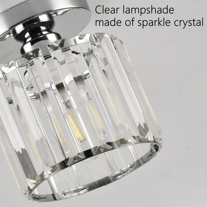 Lisslune | Modern 1-Light Flush Mount Ceiling Light | Black Brass Fixture with Crystal Shade for Hallway & Living Room