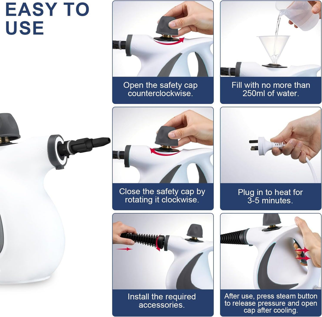 Lisslune | High-Pressure Handheld Steam Cleaner with 9-Piece Accessory Kit – Valtira