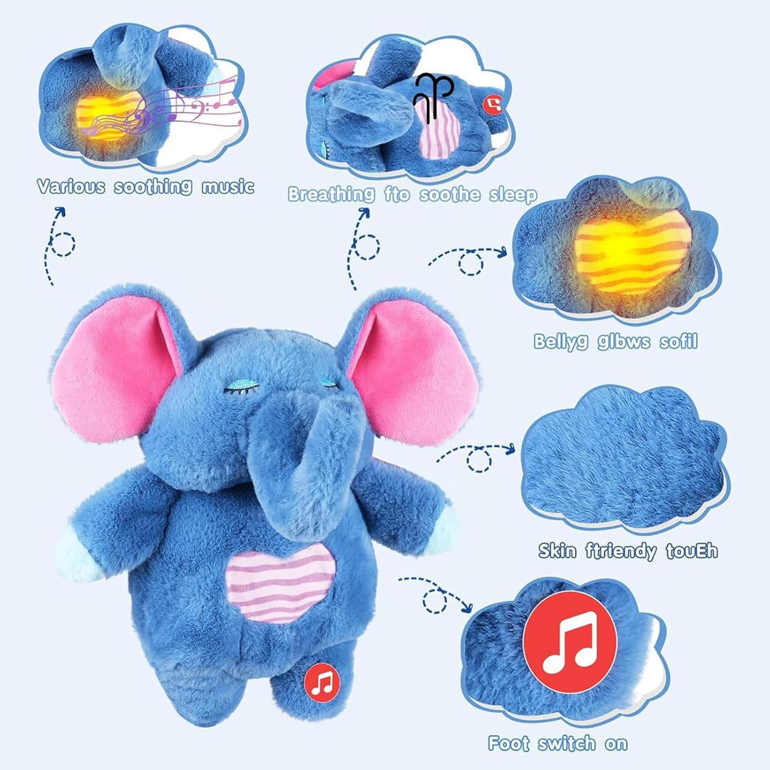 Lisslune | Sovetryg Plush Elephant – Soothing Cuddly Toy with Breathing, Light, and Sounds