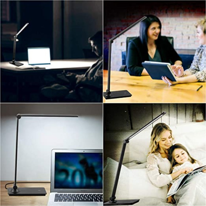 Lisslune | LED desk lamp, touch control desk lamp with 3 brightness levels, dimmable office lamp with adjustable arm, foldable table lamp for desk bedroom nightstand office