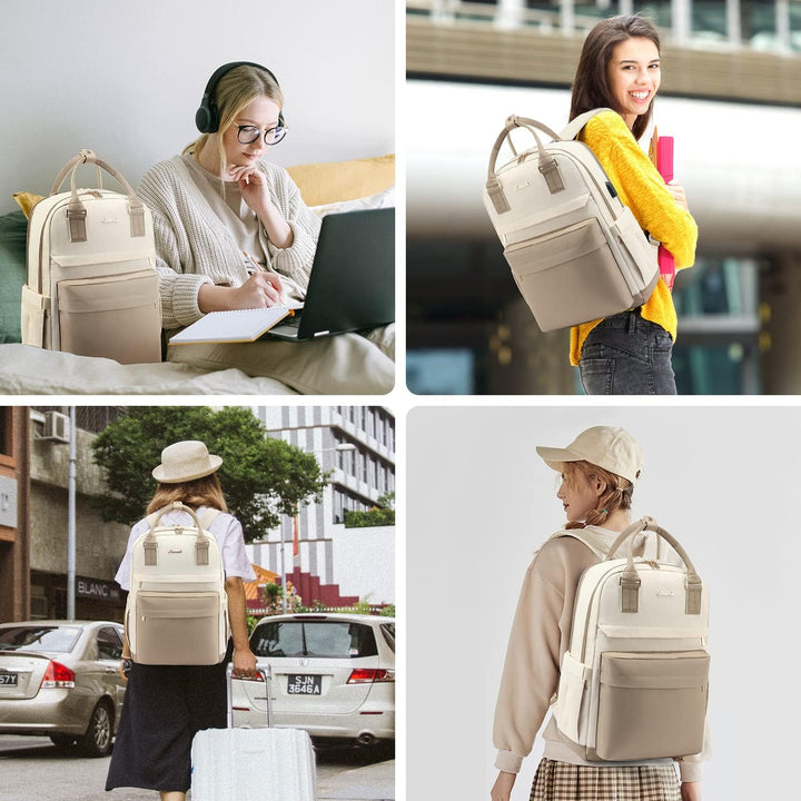 Lisslune | Women’s Waterproof Laptop Backpack with USB Charging – Stylish 17-Inch Work, School & Travel Bag