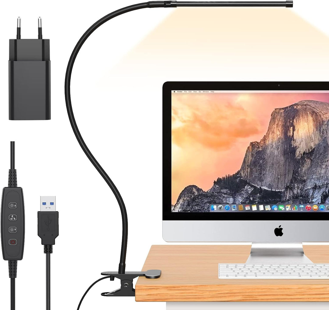 Lisslune | Serava 77 LED Desk Clamp Lamp with USB Power & Flexible Gooseneck