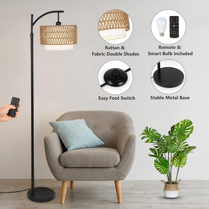 Lisslune | Arc Floor Lamp with Remote Control & Dual Shades – Norvella