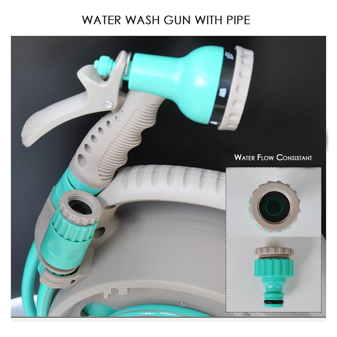 Lisslune | Practical hose reel with spray nozzle – Compact garden hose cart for easy watering