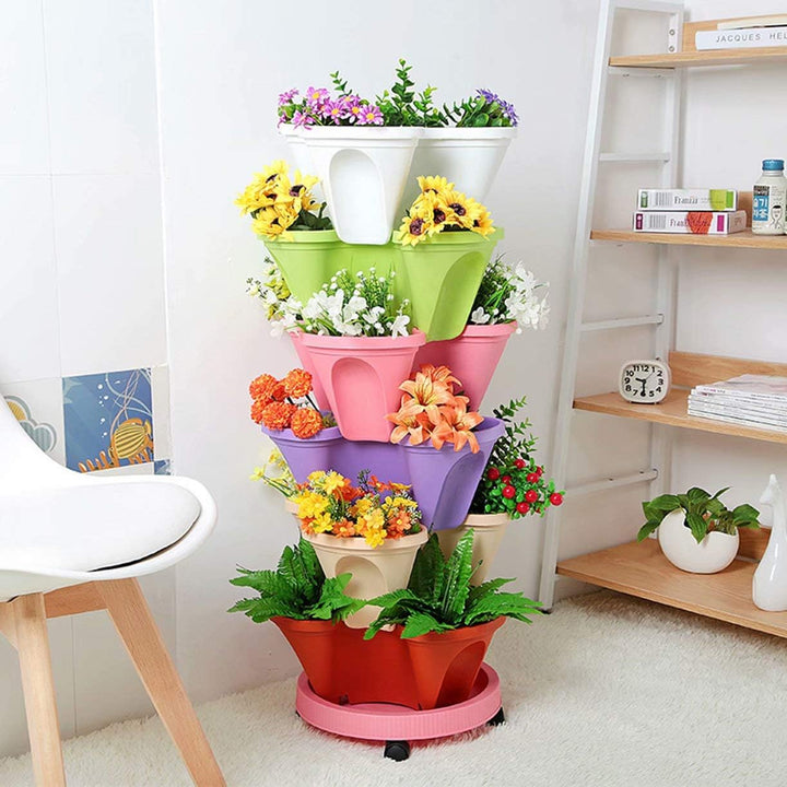 Lisslune | 6-Layer Vertical Plant Tower – Three-dimensional Flowering System for the Garden