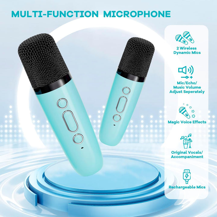 Lisslune | Portable Mini Karaoke Machine with Bluetooth Speaker & 2 Wireless Mics – Veylo