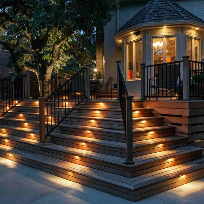 Lisslune | Solar Step Light - Waterproof LED Outdoor Lighting for Pathways, Decks, and Stairs - Solar Powered Garden Illumination