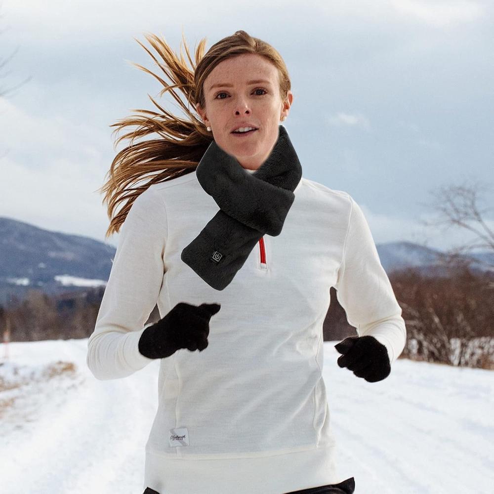 Lisslune | Heated Synthetic Fur Scarf UK – Rechargeable USB Winter Scarf, Soft Thermal Neck Warmer