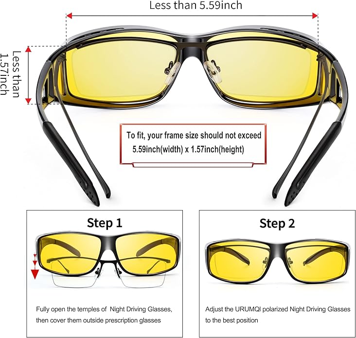 Lisslune | Polarised Night Vision Driving Glasses | Anti-Glare, Lightweight & Ideal for Low-Light Conditions