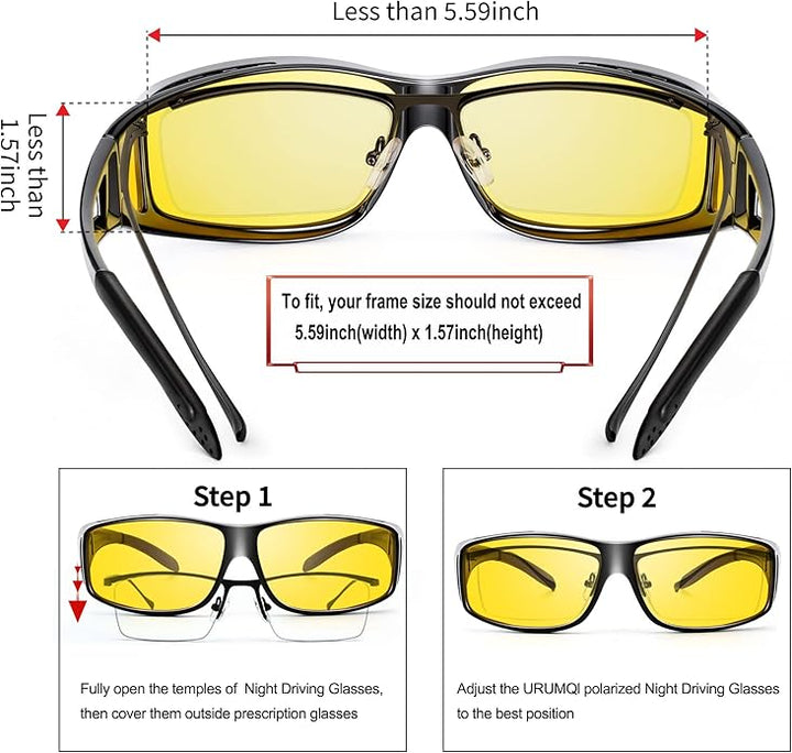 Lisslune | Jeremy Night Vision Polarised Driving Glasses – Anti-Glare Glasses for Safer Night Driving