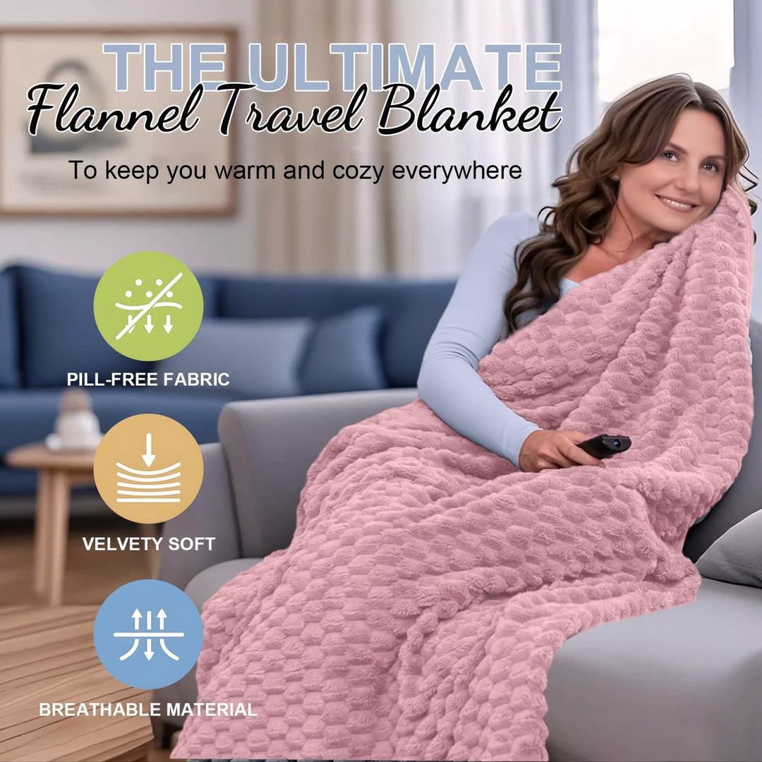 Lisslune | Packable Flannel Travel Blanket with Pillow Bag and Luggage Sleeve – Trevora