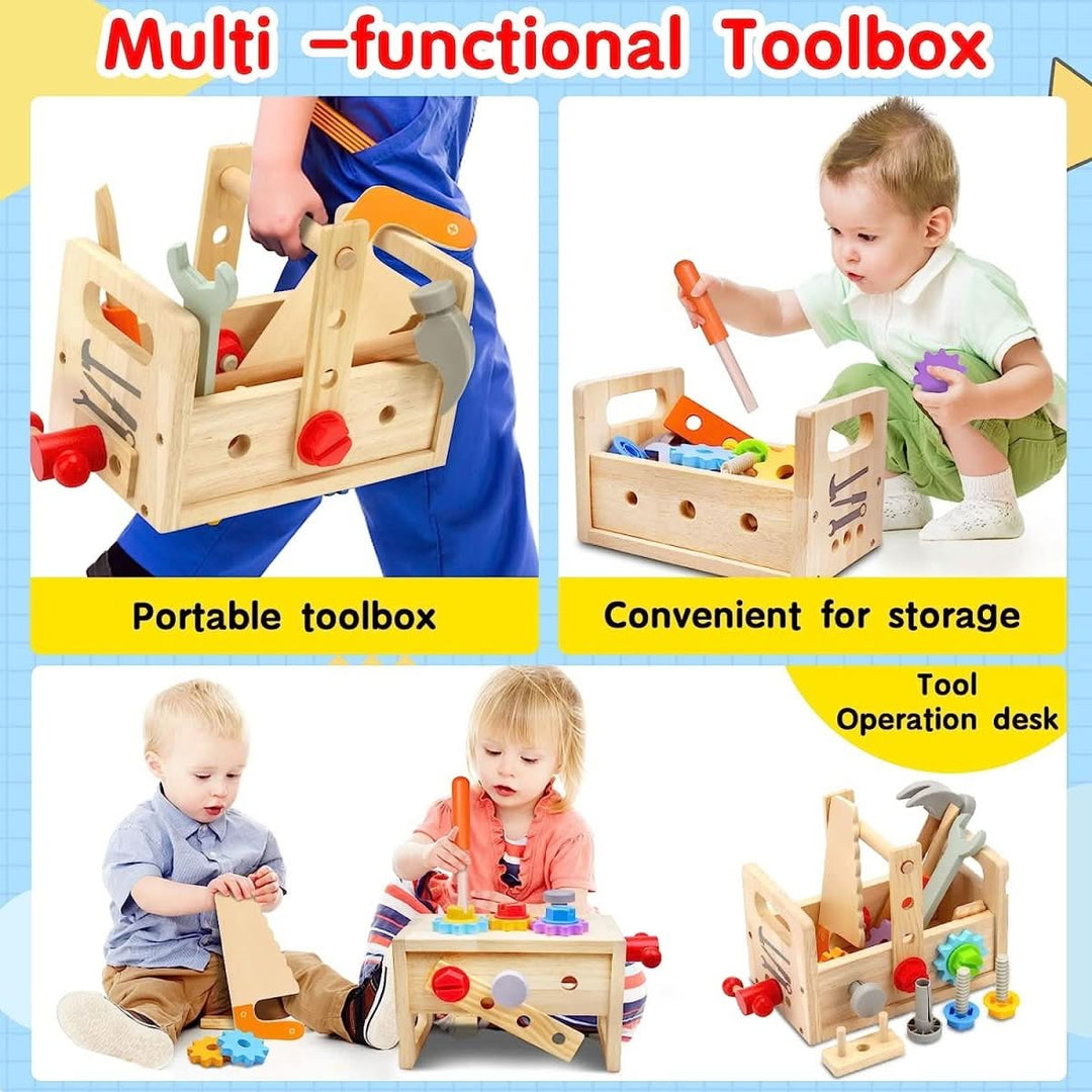Lisslune | WoodCraft Kids Toolbox – Wood Tool Box for Creative Play & Motor Skills Development from 6 Months