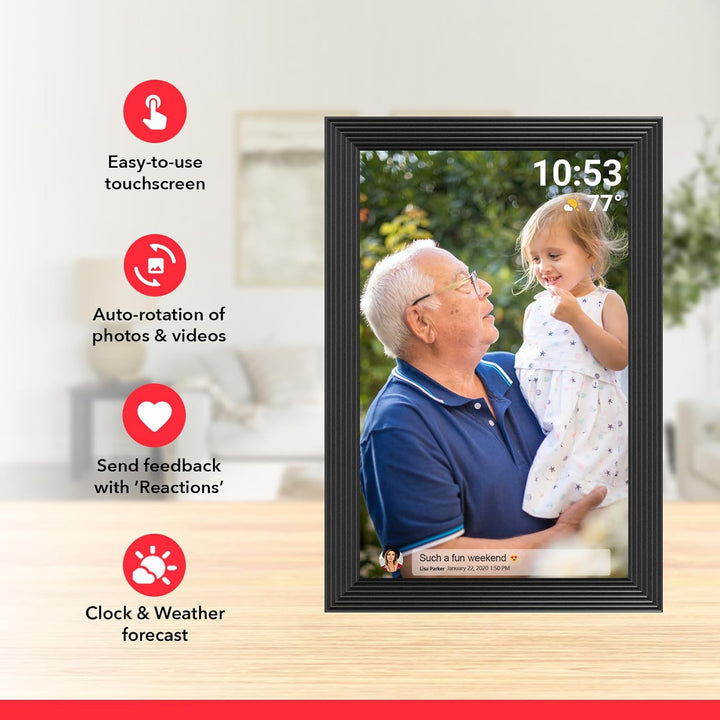 Lisslune | High-Resolution Digital Photo Frame Top-Rated Electric Picture Frame with Video Playback and Camera Features