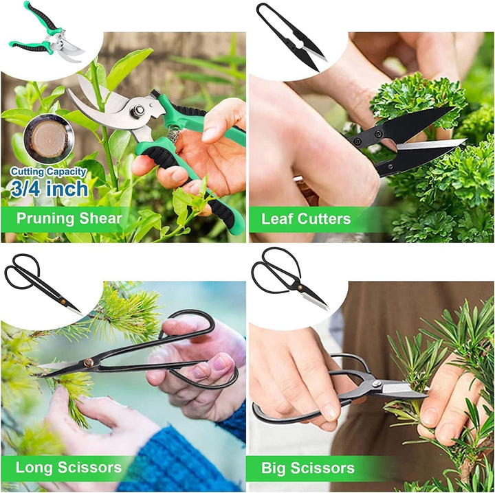 Lisslune | 24-Piece Bonsai Tree Care Kit with High-Carbon Steel Tools and PU Leather Bag – Sevora
