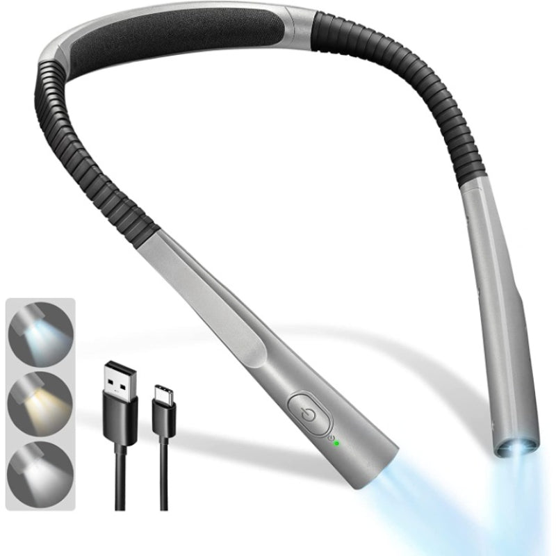 Lisslune | LED Neck Reading Lamp, Book Light for Reading in Bed, 3 Colors, 6 Brightness Levels, Flexible Arm, Rechargeable, Durable, Perfect for Reading, Knitting, Camping, Repairing