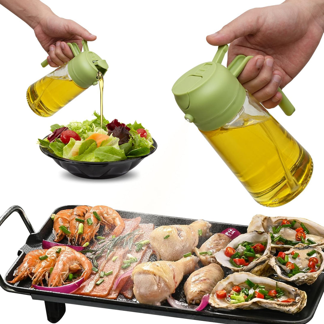 Lisslune | 2-in-1 Oil Dispenser Bottle | Oil Sprayer and Dispenser | Healthy Cooking