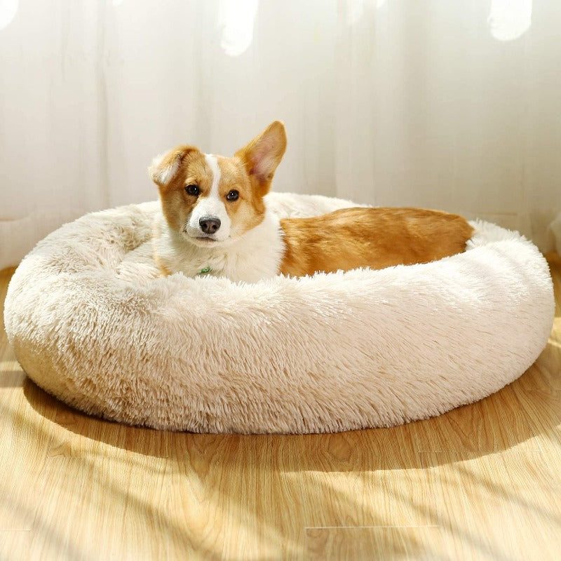 Lisslune | Beef Plush Calming Donut Dog Bed for Small to Large Dogs