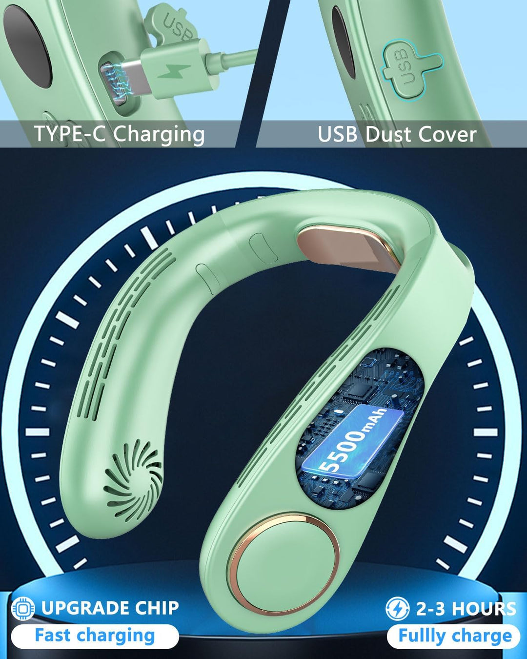 Lisslune | Neck Cooler Pro – Bladeless Neck Fan with Cooling Plate and LED Display