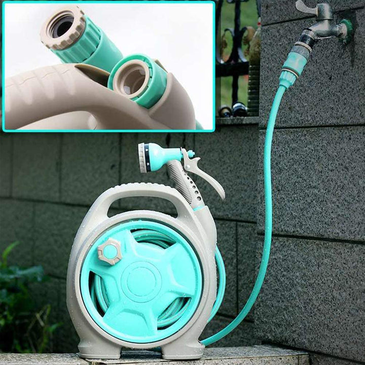 Lisslune | Practical hose reel with spray nozzle – Compact garden hose cart for easy watering