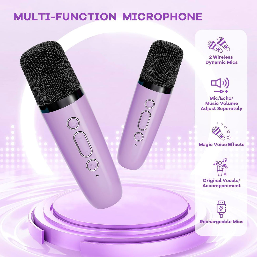 Lisslune | Portable Mini Karaoke Machine with Bluetooth Speaker & 2 Wireless Mics – Veylo