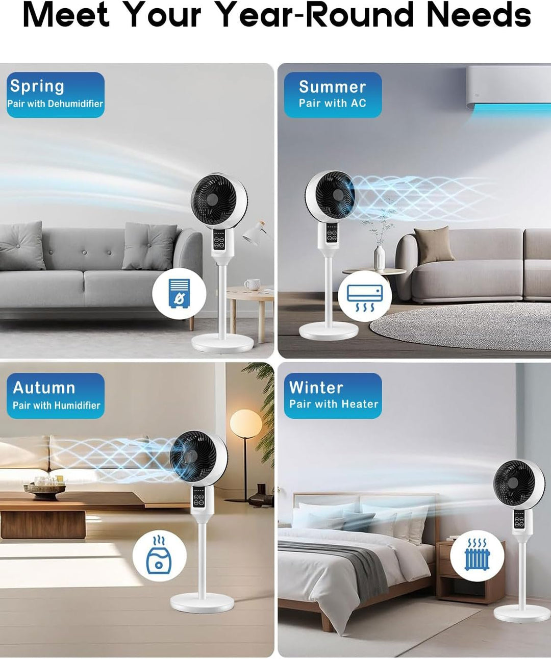 Lisslune | Adjustable Pedestal Fan with 3D Oscillation – Aerion