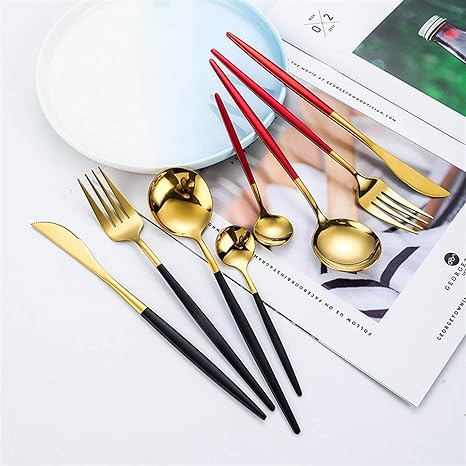 Lisslune | LUXURIOUS STAINLESS STEEL 24-PIECE GOLD-SILVER CUTLERY SET