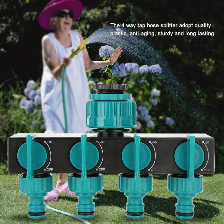 Lisslune | Universal 4-way garden hose splitter – Adjustable faucet splitter