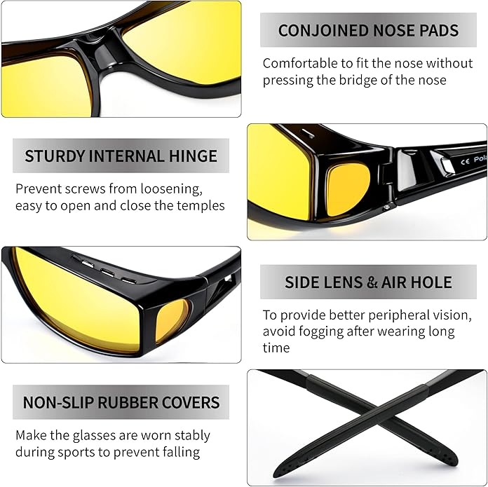 Lisslune | Jeremy Night Vision Polarised Driving Glasses – Anti-Glare Glasses for Safer Night Driving