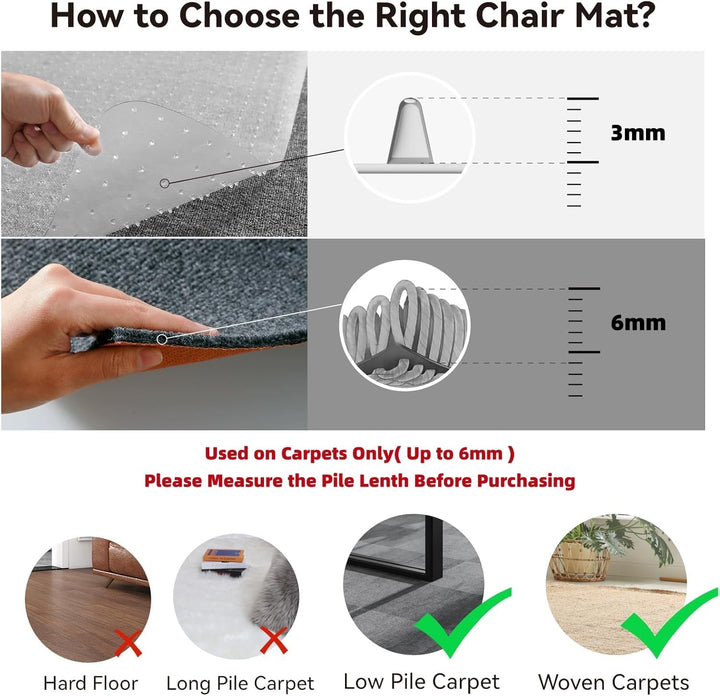Lisslune | Clear PVC Office Chair Mat for Low-Pile Carpet Floors – 120×90 cm Protector – Myrida