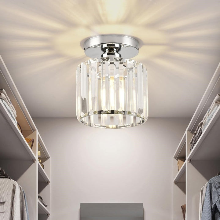 Lisslune | Modern 1-Light Flush Mount Ceiling Light | Black Brass Fixture with Crystal Shade for Hallway & Living Room