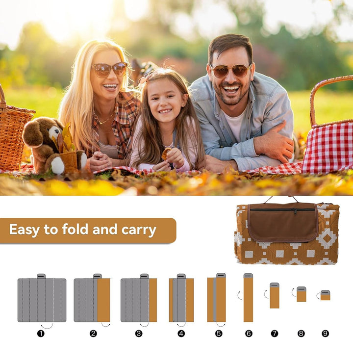 Lisslune | Extra Large Waterproof Picnic Blanket 200 × 200 cm with 3 Layers – MeadowRest