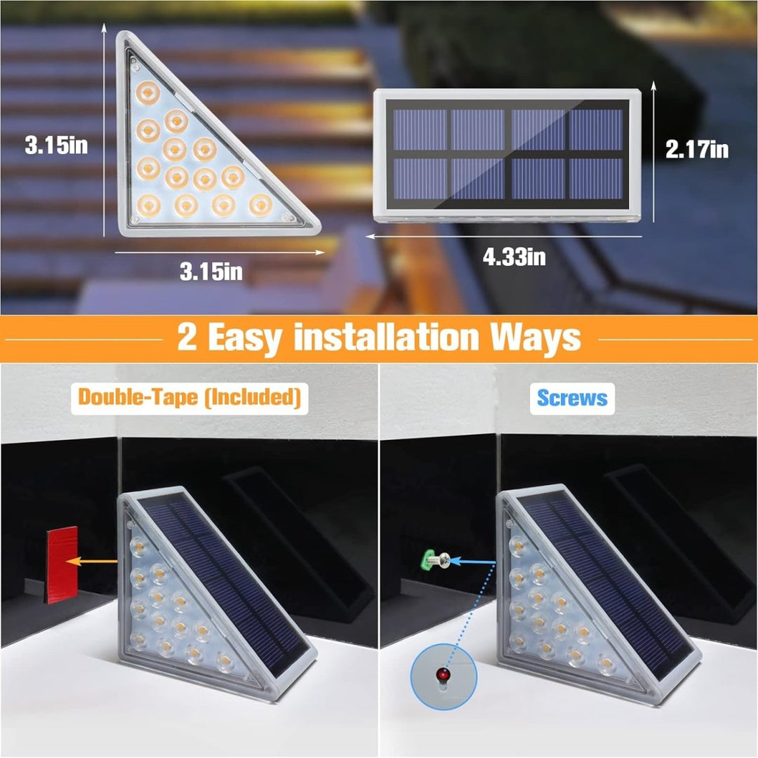 Lisslune | Waterproof Solar LED Stair Lighting - Outdoor Lighting for Stairs, Paths, and Terraces