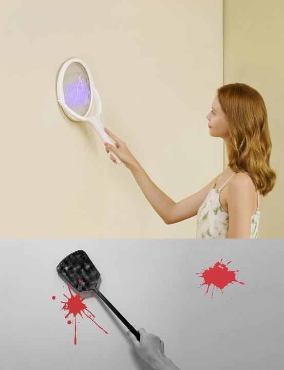 Lisslune | Rechargeable Electric Fly Swatter with Flexible 90° Rotating Head – High-Voltage Mosquito & Insect Zapper