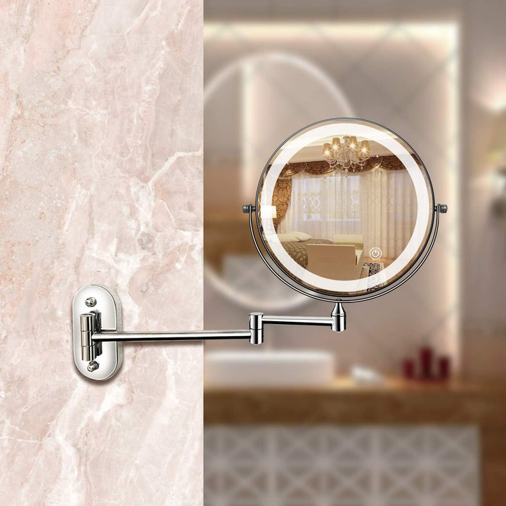 Lisslune | LED Magnifying Mirror | Rechargeable | Cosmetics & Bathroom | Chrome Silver