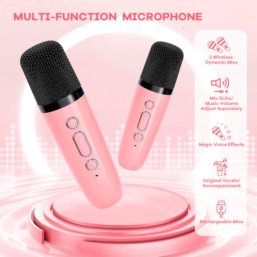 Lisslune | Portable Mini Karaoke Machine with Bluetooth Speaker & 2 Wireless Mics – Veylo