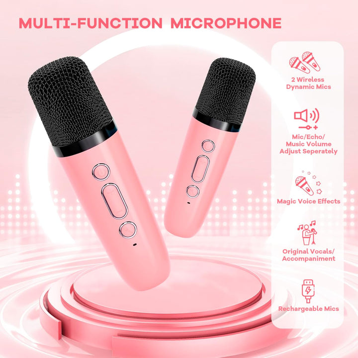 Lisslune | Portable Mini Karaoke Machine with Bluetooth Speaker & 2 Wireless Mics – Veylo