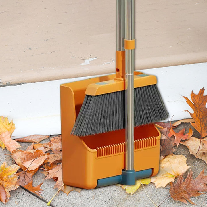 Lisslune | Large Broom and Dustpan Set – Long Handle with 180° Rotating Broom Head – Clavira
