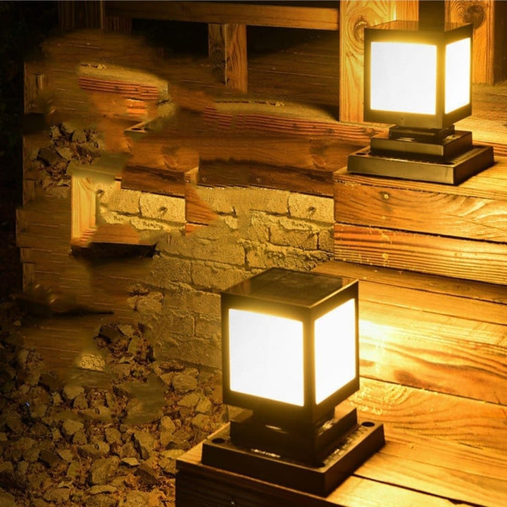 Lisslune | Solar LED garden lantern in square design – decorative outdoor lighting for paths and terrace