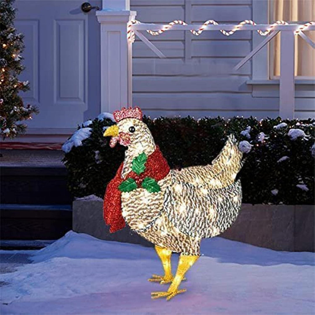 Lisslune | WinterHen LED Chicken with Scarf – Illuminating Christmas Decoration for Indoor and Outdoor