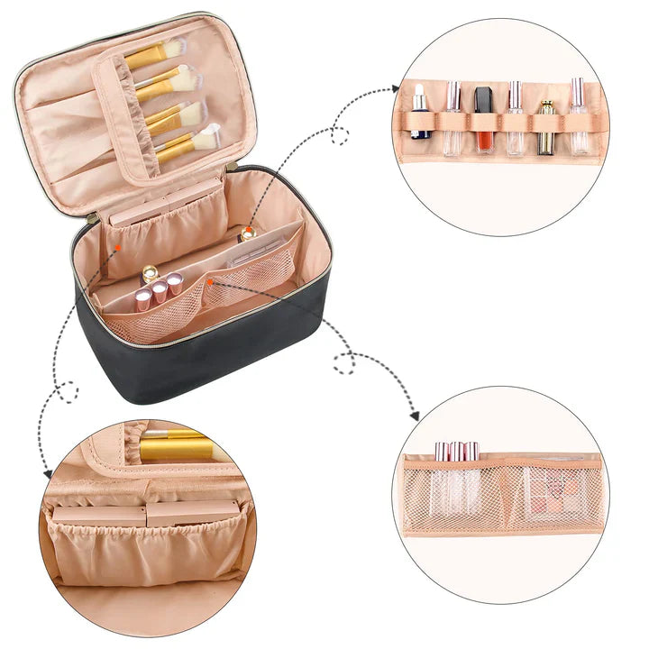 Lisslune | Practical Make-up Organizer for Traveling | With Compartments and Dividers