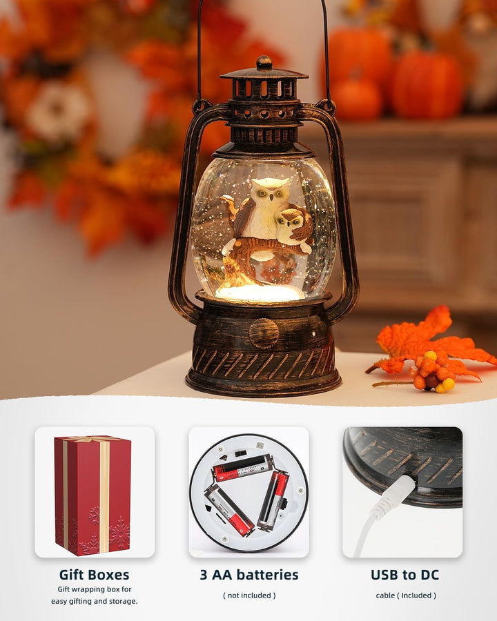 Lisslune | Autumn Gloss Decorative Lamp with Pumpkins – Warm LED Light and 6-Hour Timer