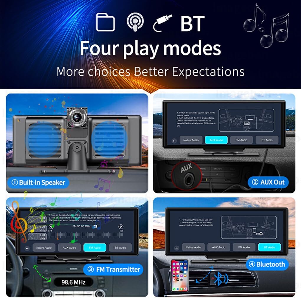 Lisslune | CarVision Pro – Smart Car Display with Apple CarPlay, Android Auto & Dash Camera
