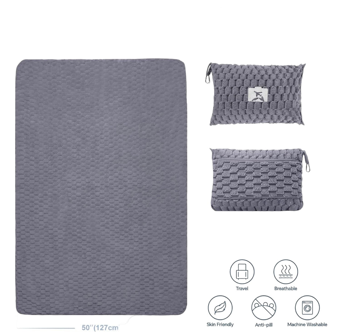 Lisslune | Packable Flannel Travel Blanket with Pillow Bag and Luggage Sleeve – Trevora