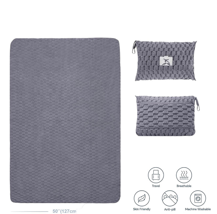 Lisslune | Packable Flannel Travel Blanket with Pillow Bag and Luggage Sleeve – Trevora
