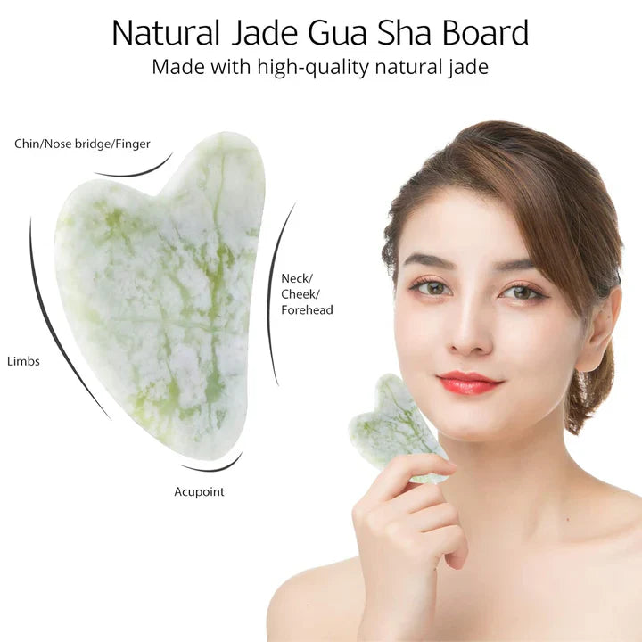 Lisslune | Instant Glow Gua Sha & Jade Roller Set | For radiant skin and natural relaxation
