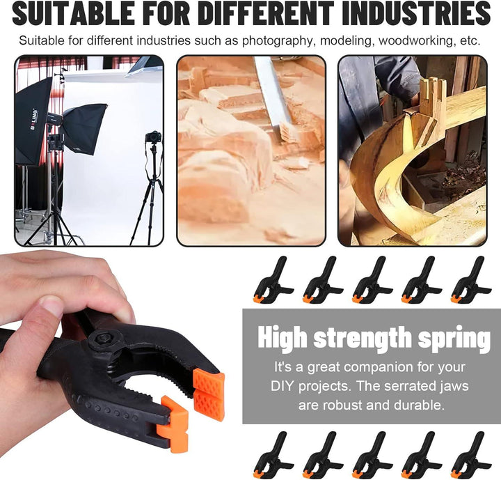 Lisslune | Sustainable 6-piece plastic clamp set with spring for woodworking and DIY tasks