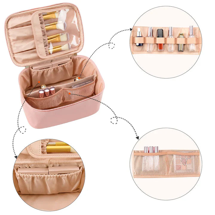 Lisslune | Practical Make-up Organizer for Traveling | With Compartments and Dividers