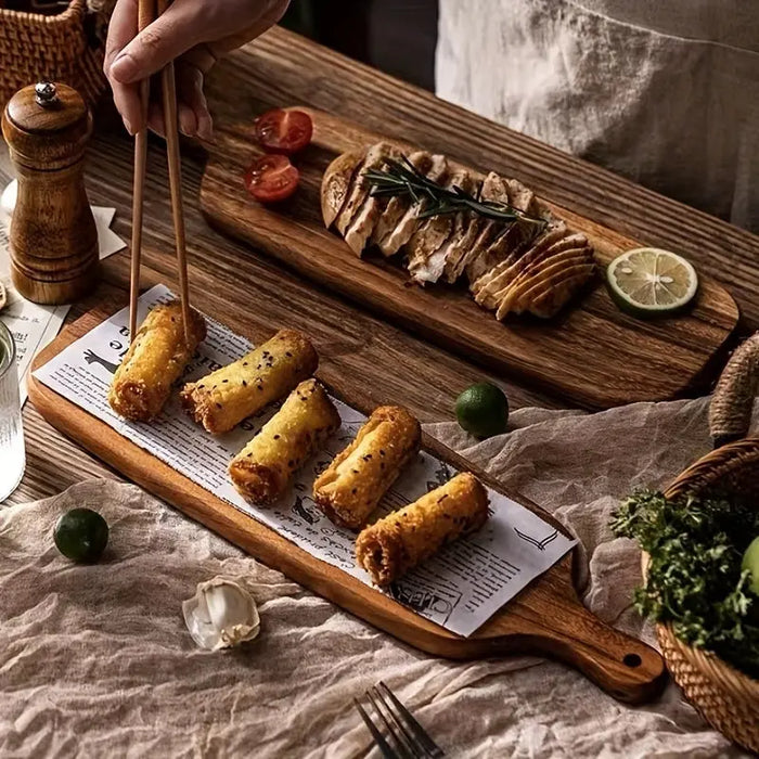 Lisslune | RusticChef - Wooden Cutting Board with Handle for Cooking and Serving